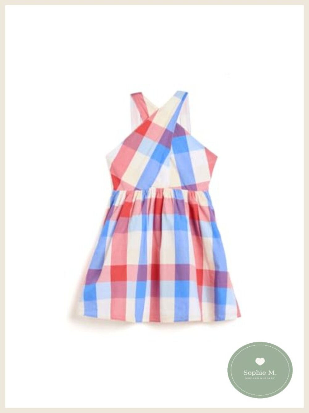 Girls Plaid Halter Dress Fully Lined Button Back Cap Sleeve Summer